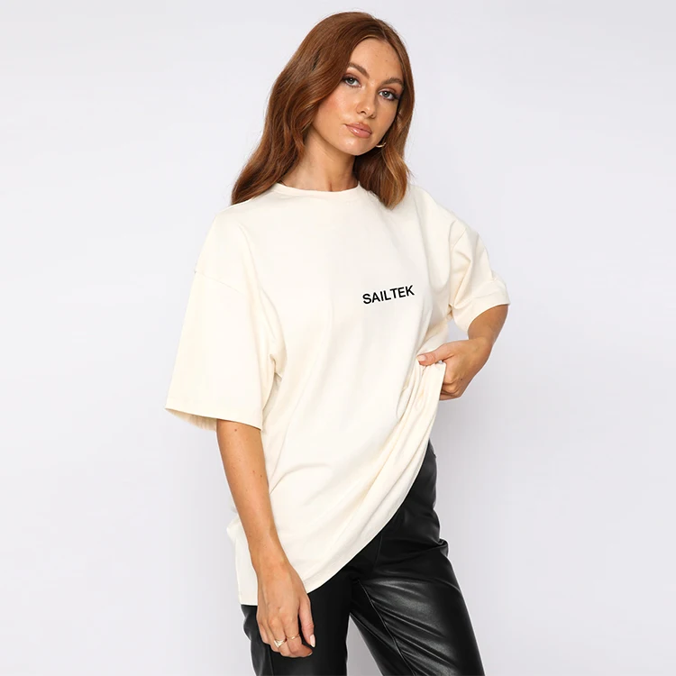 Короткий рукав тяжелых хлопковая Футболка для женщин 100% хлопок высокое качество пользовательских печати женские футболки