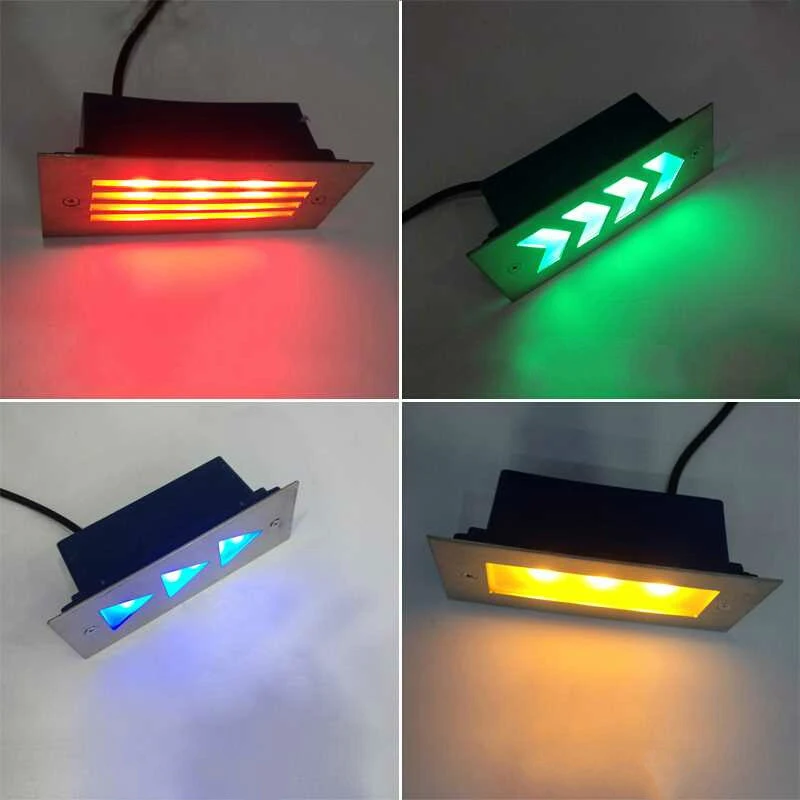 Recessed Step Light RGB Color Narrow Beam Stair Embedded Wall Lamp Landscape Engineering Lighting Porch Downlight