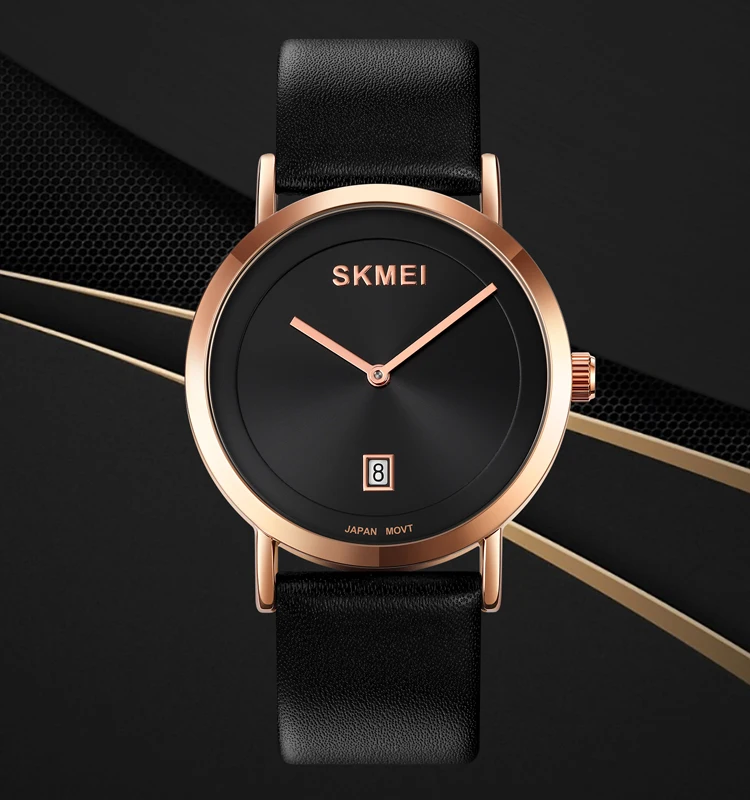 SKMEI 1970 trendy design watch dial without numbers classic style with date window Men quartz Watch