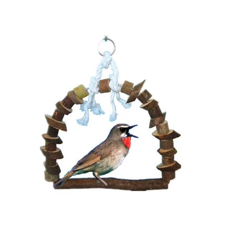 Wholesale Natural  Wooden Bird Swing Toys For Cage Stand Parrot Bird Cage Toy For Birds