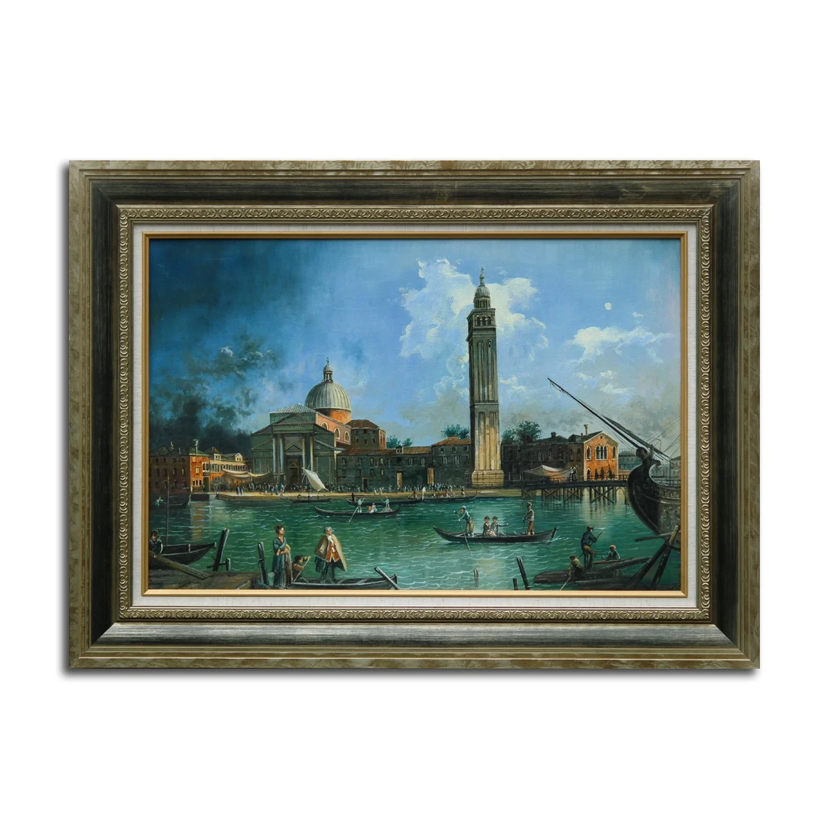 Night Time Celebration Outside the Church of San Pietro di Castello by Canaletto Handmade Venice painting