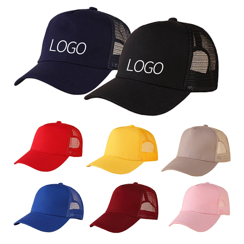 Custom Embroidery Logo High Quality Sport Running Cap 5 Panel Cotton Blank Mesh Truckers Hat For Men Women
