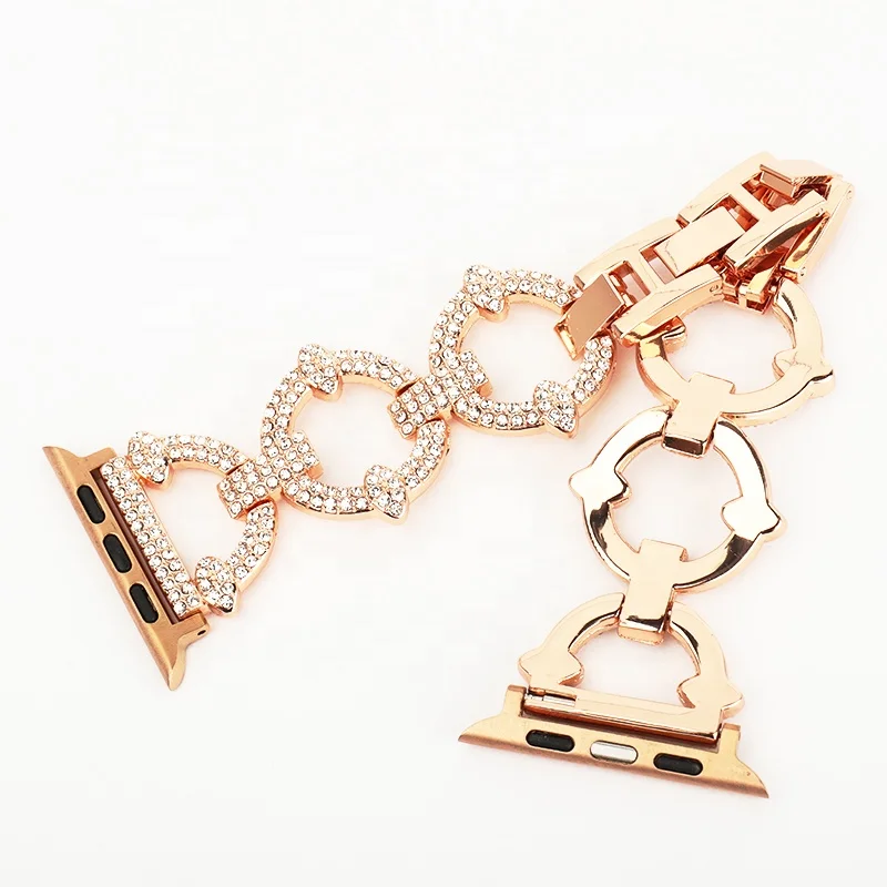 Metal Steel Ring Watchband  With Drill 38mm 42mm 44mm For Apple Watch Strap For Iphone Watchband Belt