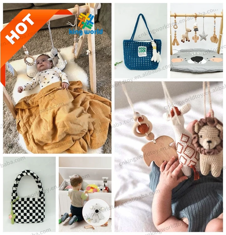 Printed Eco-Friendly Cotton Non-Toxic Wood Play Mats Baby Fitness Frame Wooden Play Mat Infant Activity Gym Montessori Toys