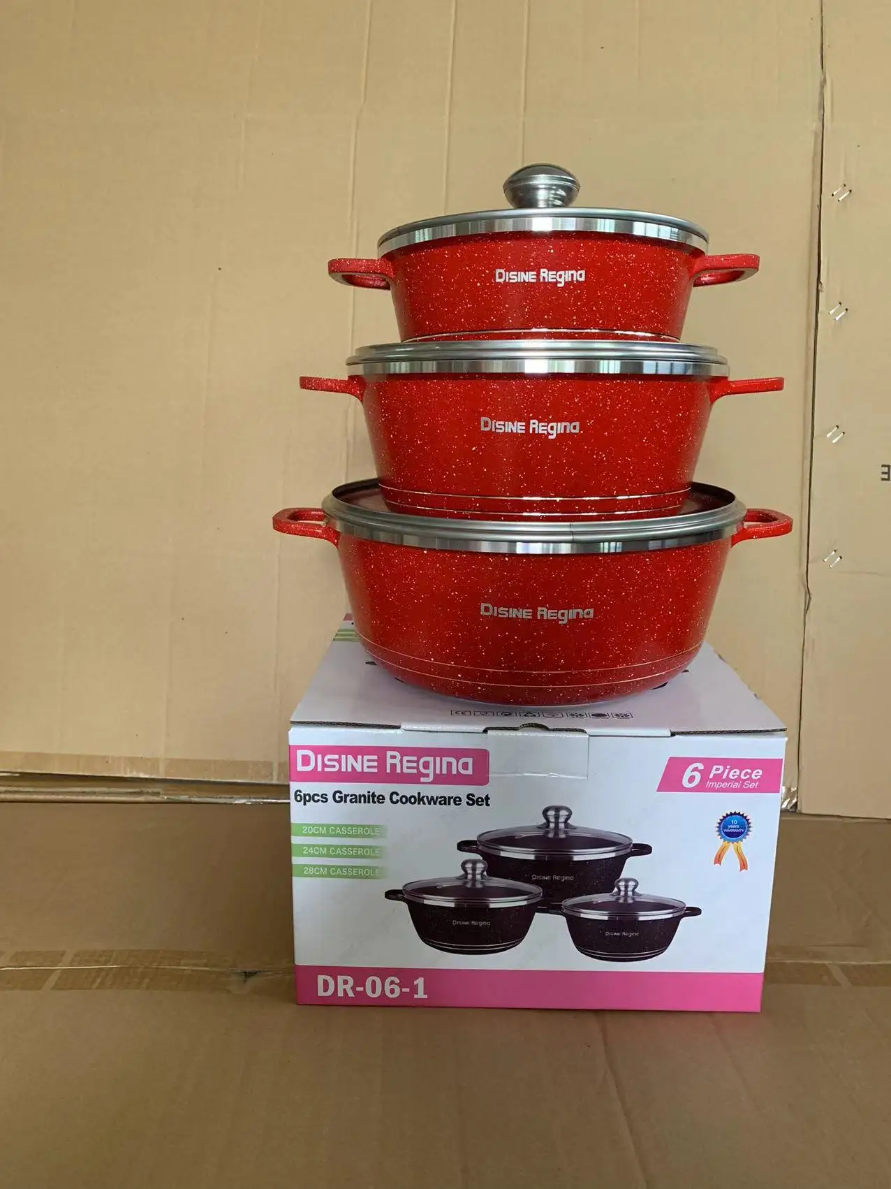Wholesale High QualityCook Dinnerware Cooking Pot Set Cookware Granite Soup & Stock Pans 6pcs Aluminium Granite Cookware Set