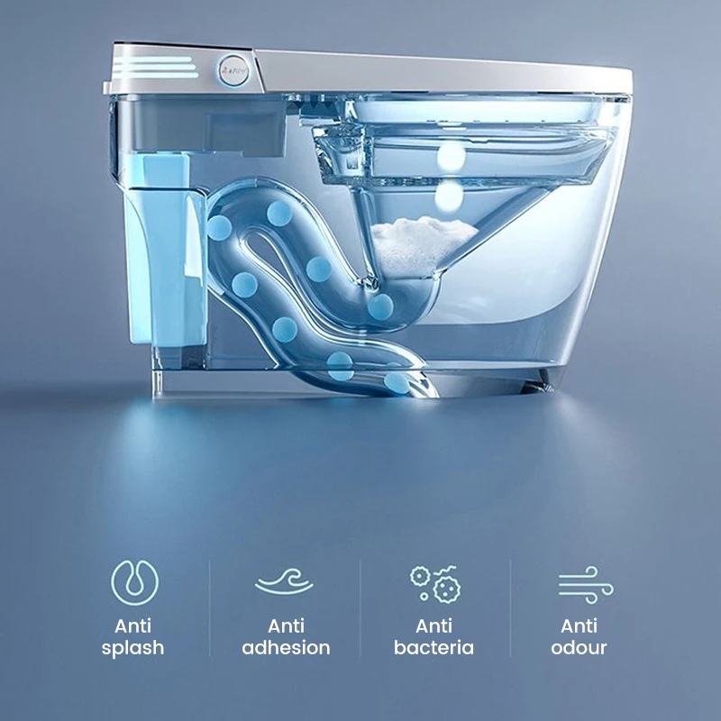 Modern induction flushing waterless seat ring heating one-piece smart toilet Hip washing