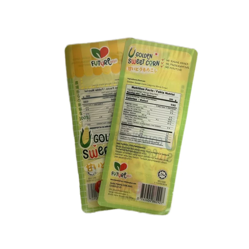 Frozen Sweet Pea Sweet Corn Kernel Packaging Design Three-Sided Seal Color Printing Supporting customized Plastic Bag
