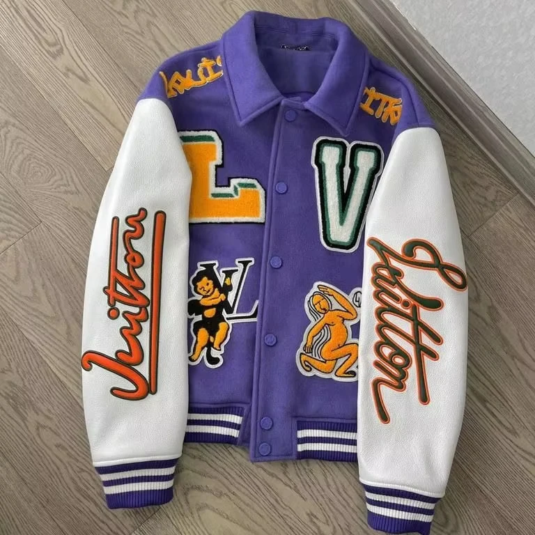 Mens Letter Print Contrast Patchwork Baseball Collar Warm Jacket - Dark Grey