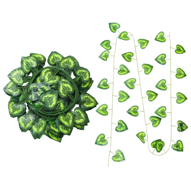 Wholesale Indoor and Outdoor Artificial Green Plant Vine Simulation Grape Leaf Fence Wrapping Wall Decoration Photography Props