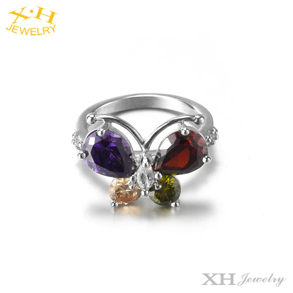 Fashion Jewelry Brass Ring Butterfly Shape CZ Diamond Wedding Ring for Bridal Engagement Ring for Women Girls Trendy Zircon
