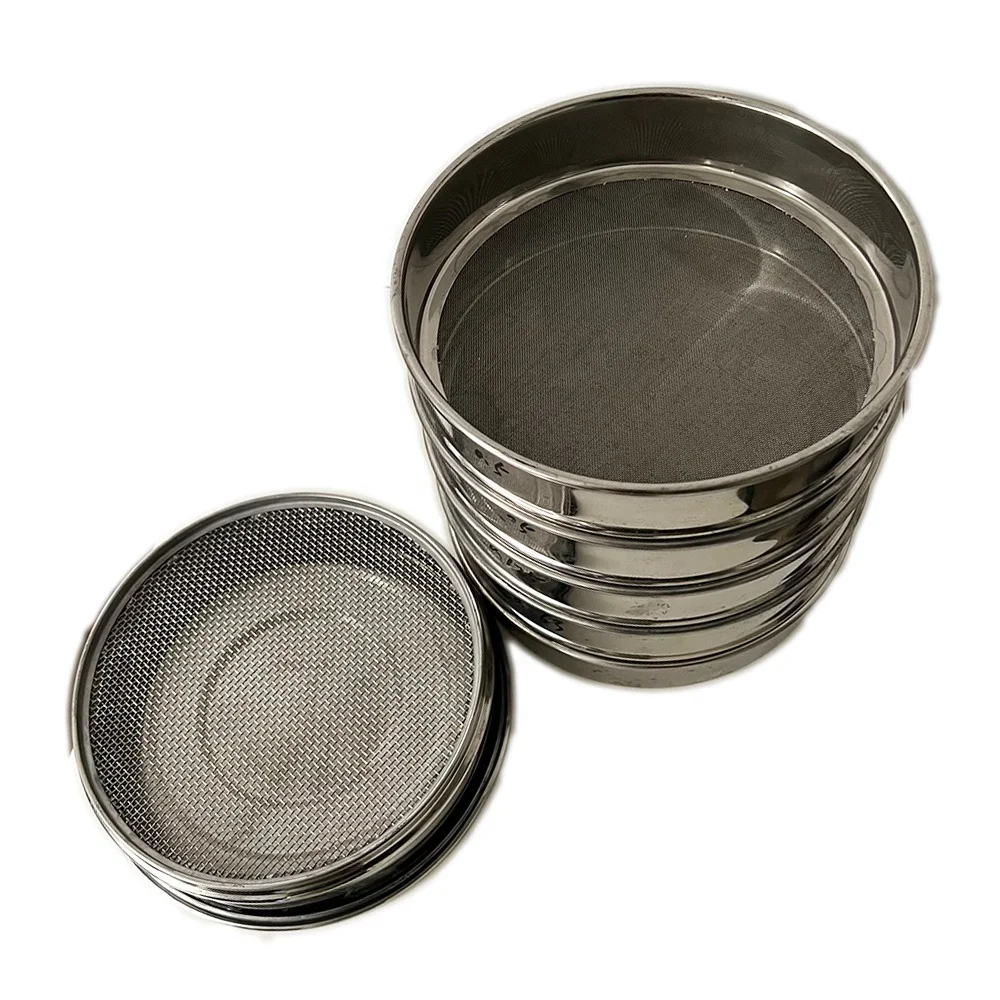 NERS Different Mesh Size Stainless Steel 6 Layers Soil/Test Sieve with Lid and Catch Pan