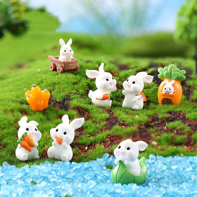 3D Resin Craft Animal Decorative Garden Gnome Ornament Landscape Props DIY Easter Rabbit Miniature