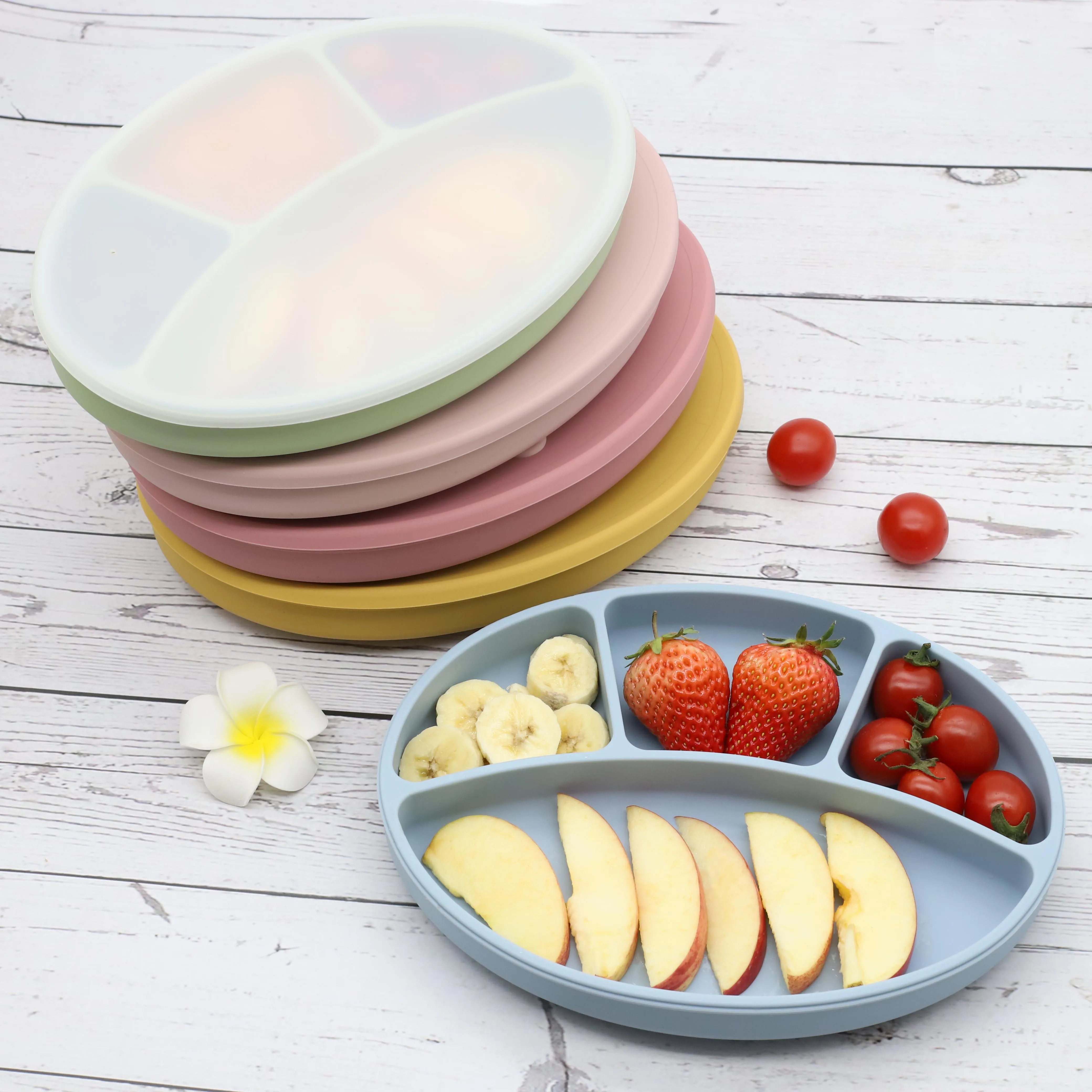 Wholesale Durable Anti-scald Silica gel dishes Kids Tableware Custom Silicone Baby