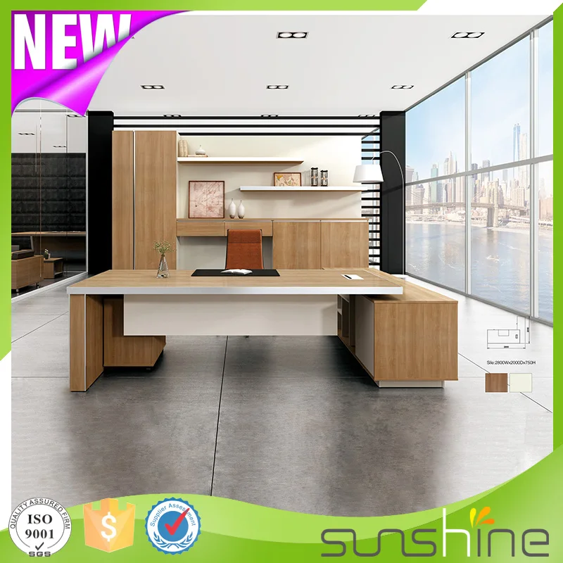 Modern Solid Wood Executive Desk Chairman Office Table Design Steel With Drawer Chair Owner Boss Furniture L Shape Mdf Custom