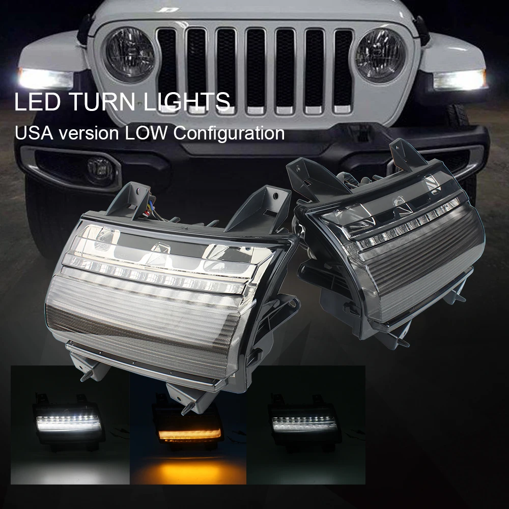 Светодиодные дневные ходовые огни WUKMA с сигналом поворота DRL, подходит для Jeep Wrangler JL 2018-2019 Sahara Rubicon