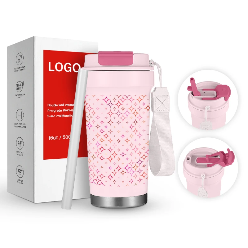 500 ml 304 Stainless Steel Screw Lid Thermal Coffee Mug/ Coffee Tumbler / Car Travel Mug with Handle