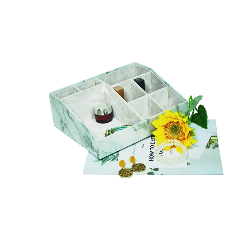 2022 marble pu leather design Makeup Organizer for Vanity Makeup Storage for brush Desk Organizer for Makeup Tools