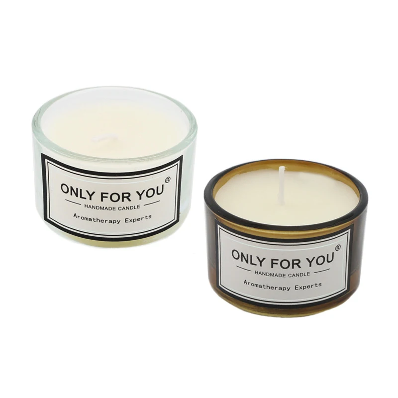 Factory Custom Logo Fragrance Small Round Glass Cup Scented Candle, Wholesale Essential Oil Small Private Label Jar Candles