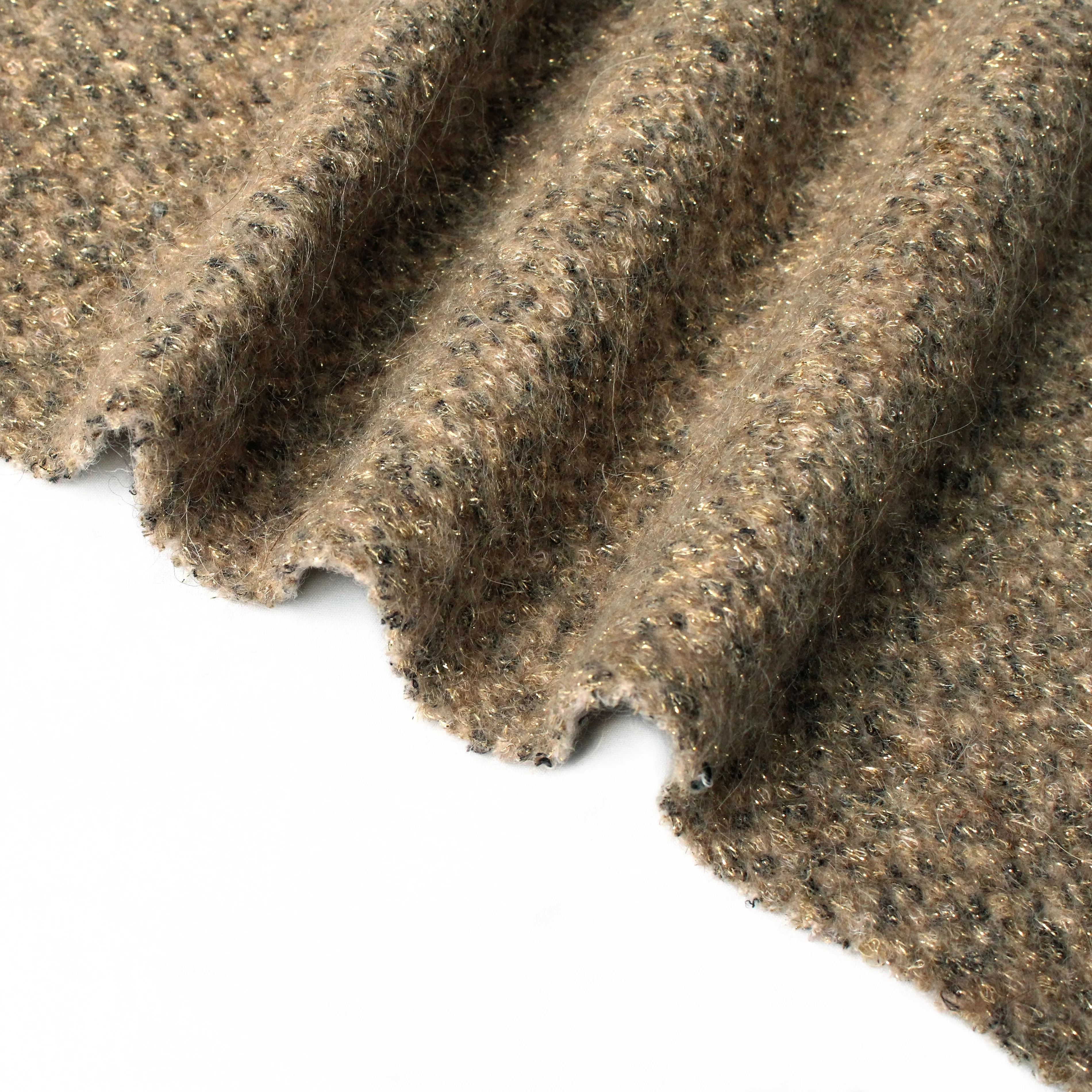 High Quality Newest Shinning Fish Scales Style Knitted Print Silk Sliver Wool Alpaca Mohair Fabric for Women Suit Coat Dress