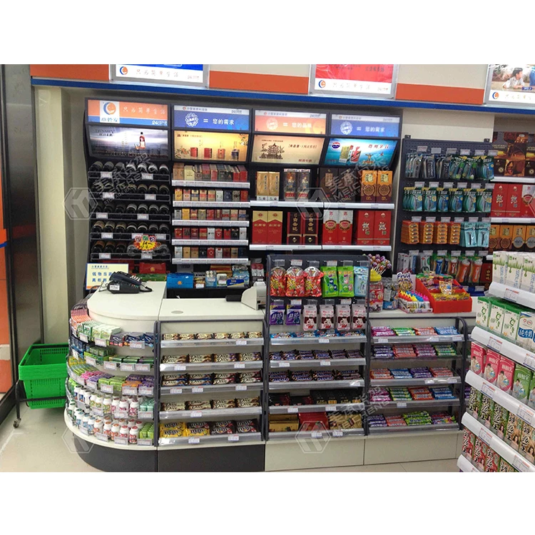 Meicheng Hot Sale Product Checkout Counter Wooden Cashier Check Table Sample Design Wood Grocery Shop Counter