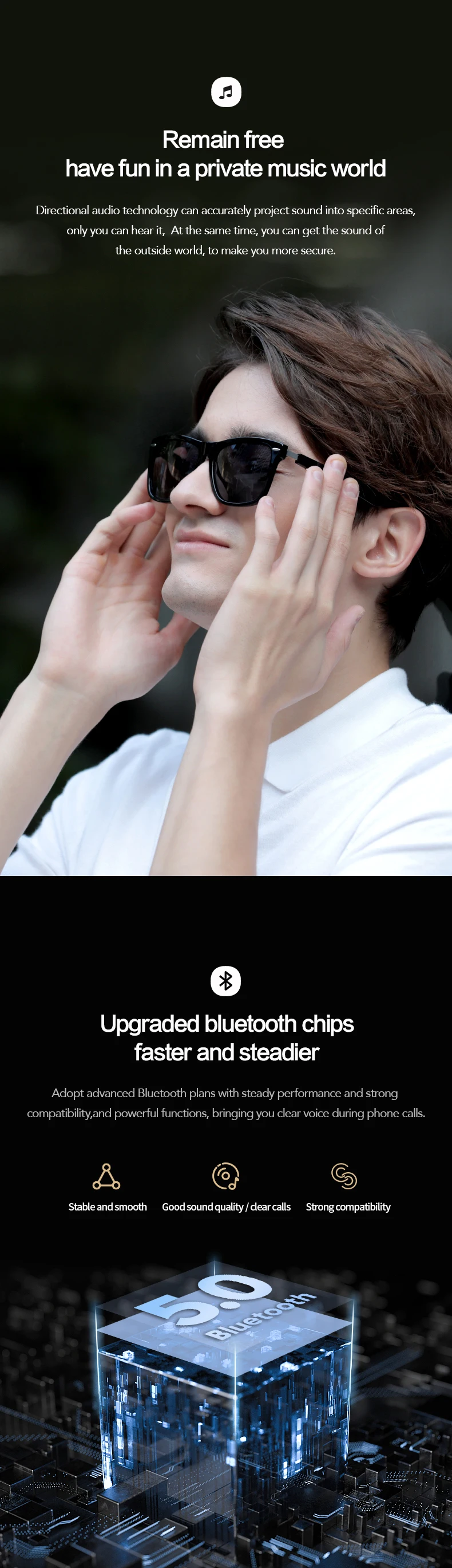 Лидер продаж 2022 многофункциональные умные очки Bluetooth подключенные к видео поляризованные солнцезащитные в реальном времени