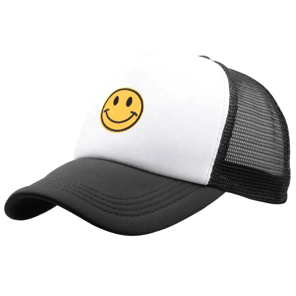 Korean Hot Selling Summer Smiley Face Cap Trucker Hat Embroidery Men Women Couple Net Cap Sun Shade Sport Baseball Caps