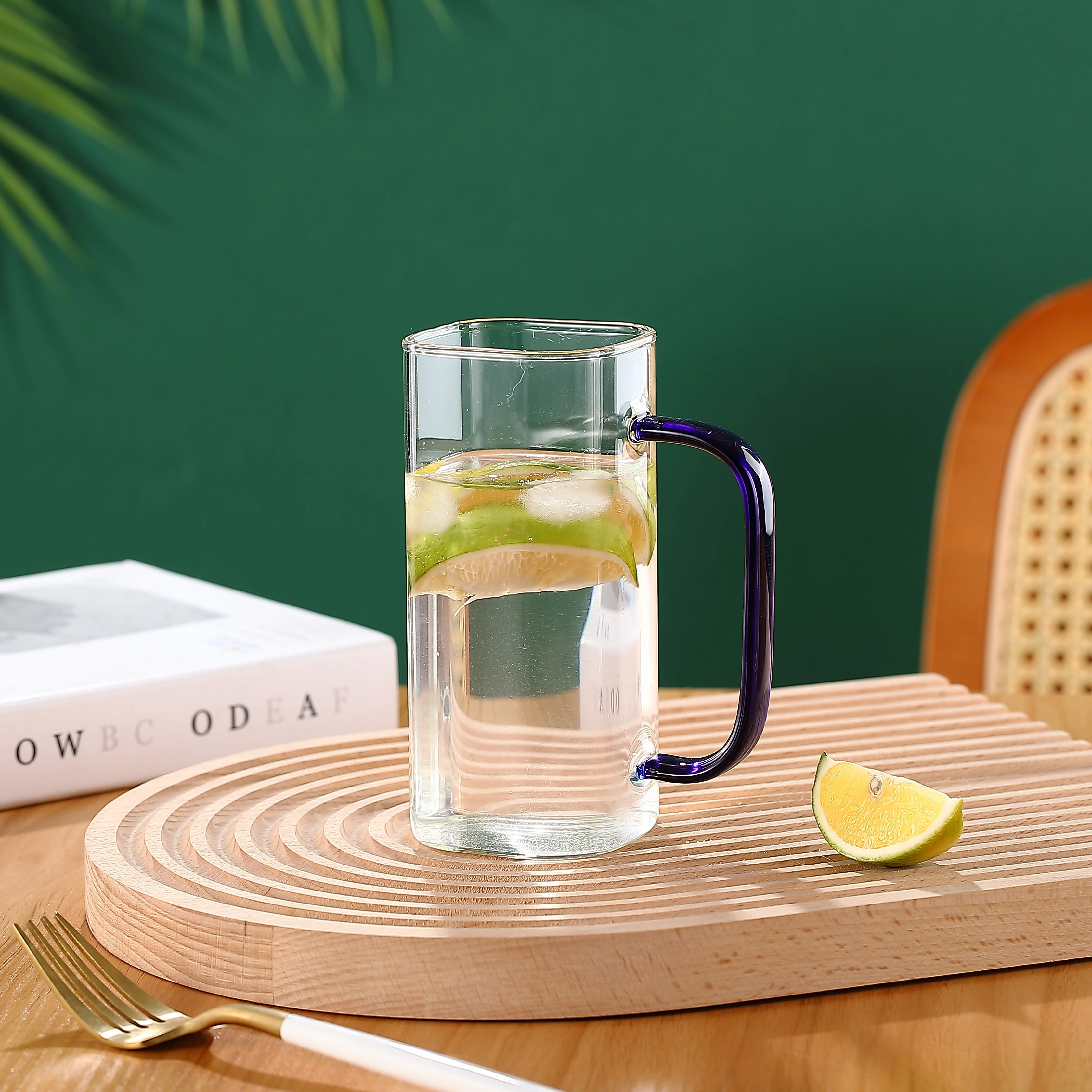 Wholesale 380ml Glass Drink Cup With Colorful Handle Classic Design for Home or Party Use