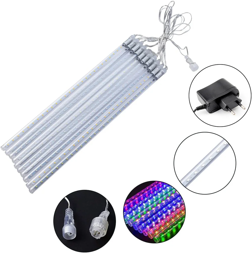 Hot selling meteor christmas lights AC Plug luces de navidad tubes meteor shower 50cm for christmas outdoor