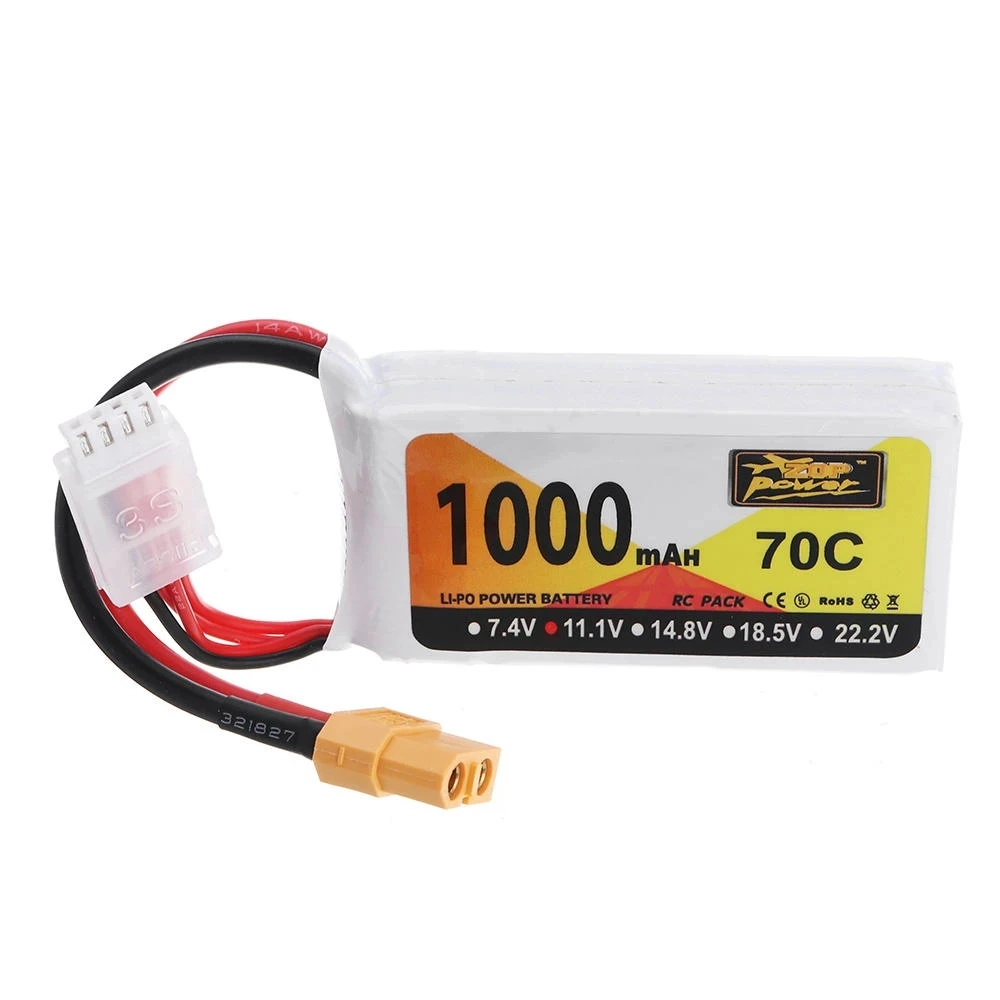 ZOP Power 11.1V 1000mAh 70C 85C 3S Lipo Battery XT60 Plug for JJRC M02 RC Airplane