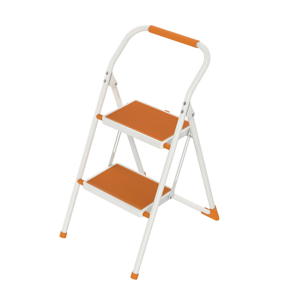 Household metal ladder step stool chair plastic pad ladder 2-3 steps fold up ladders with handrail