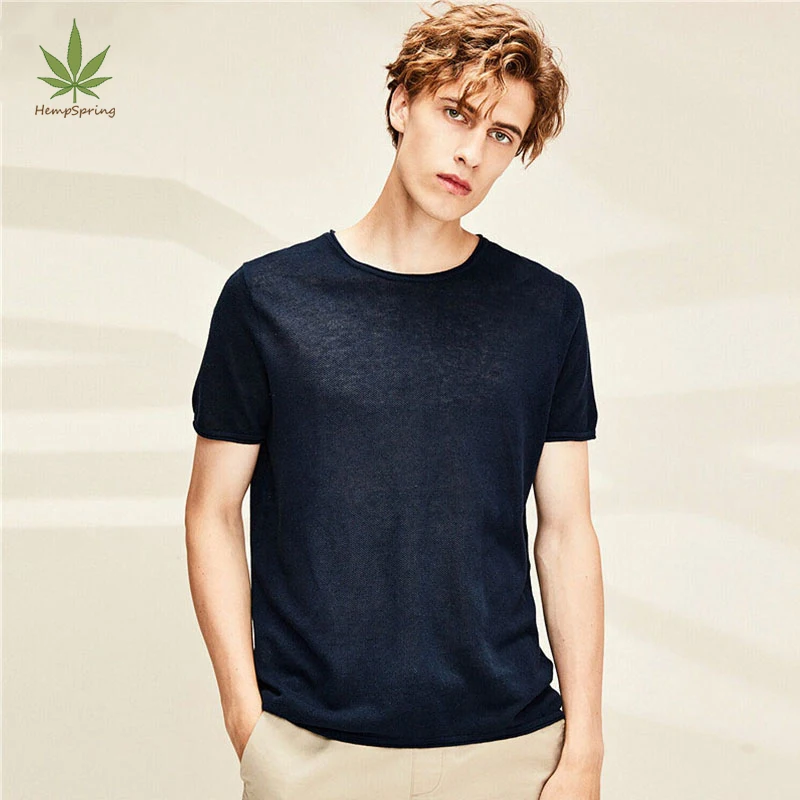 HempSpring, одежда из конопляного бамбука, Мужская футболка, мягкие проветриваемые футболки из конопли, натуральная Экологически чистая мужская футболка из конопли с коротким рукавом