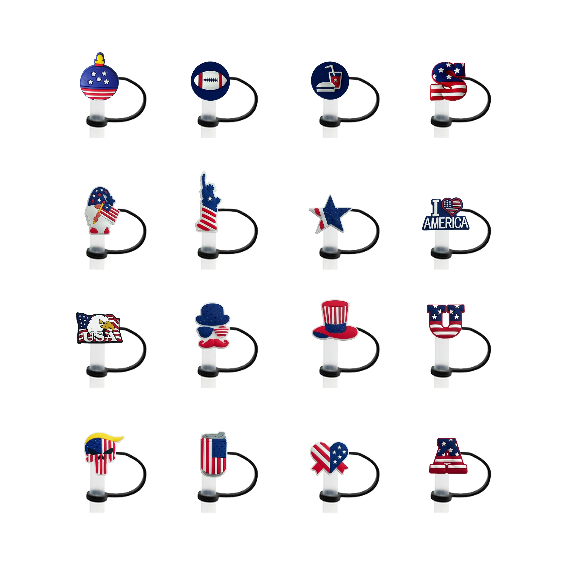 Custom Day Reusable straw covers silicone cute cartoon silicone straw topper mold