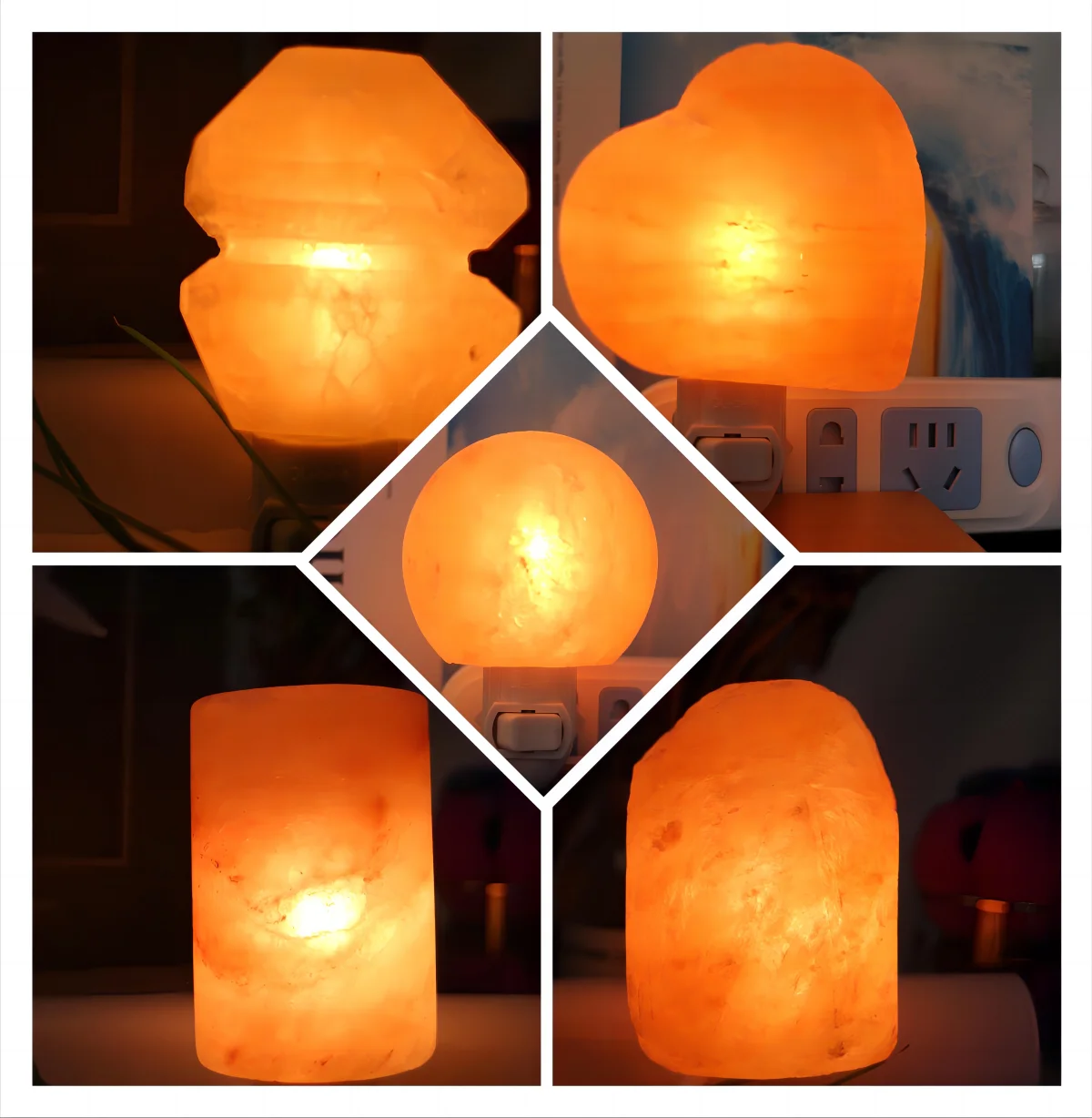 Гималайская соляная Ночная лампа ручной работы с хрустальным камнем регулируемая вращающаяся настенная заглушка для украшения спальни