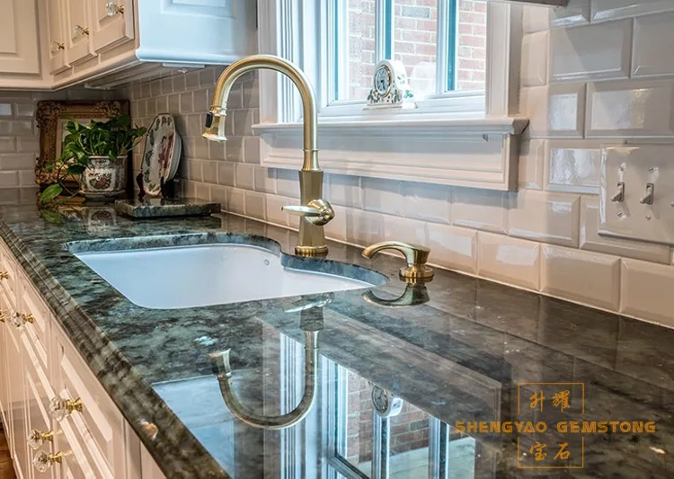 Natural gemstone labradorite blue pearl granite headstone for decoration