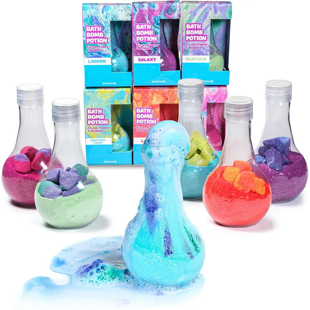 Kids Bath Bomb Potion Bath Toy Variety 6 Pack Nontoxic Fizzes Foams & Bubbles with an Eruption of Color