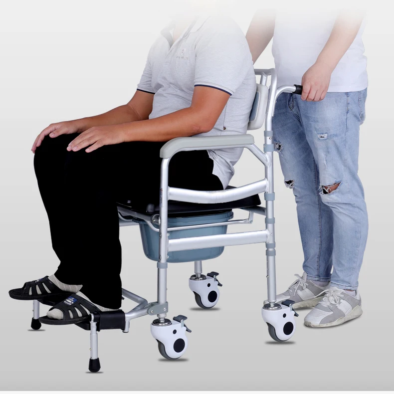 high quality hot sell Modern Comfortable Medical Aids Rolling Shower Chair Commode Chair