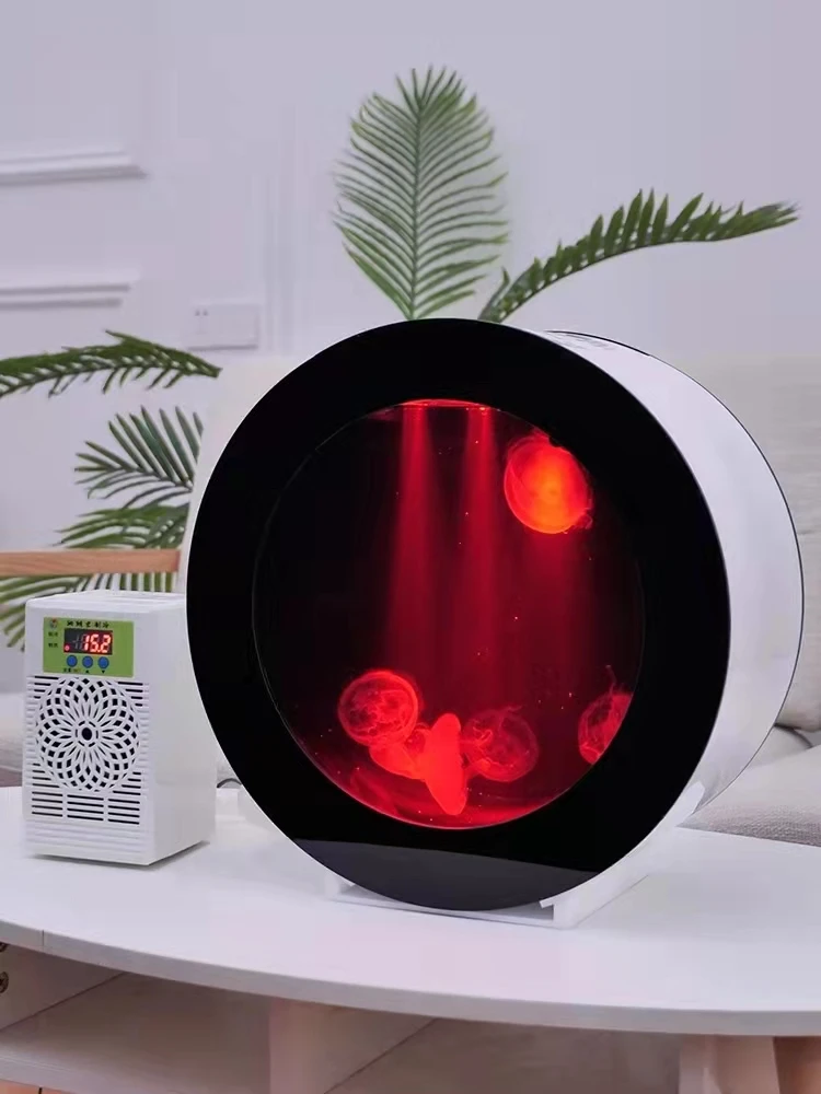380*204mm Circular Colorful Waterproof LED Light Acrylic Jellyfish Tank Aquarium With Remote Control  And Chiller