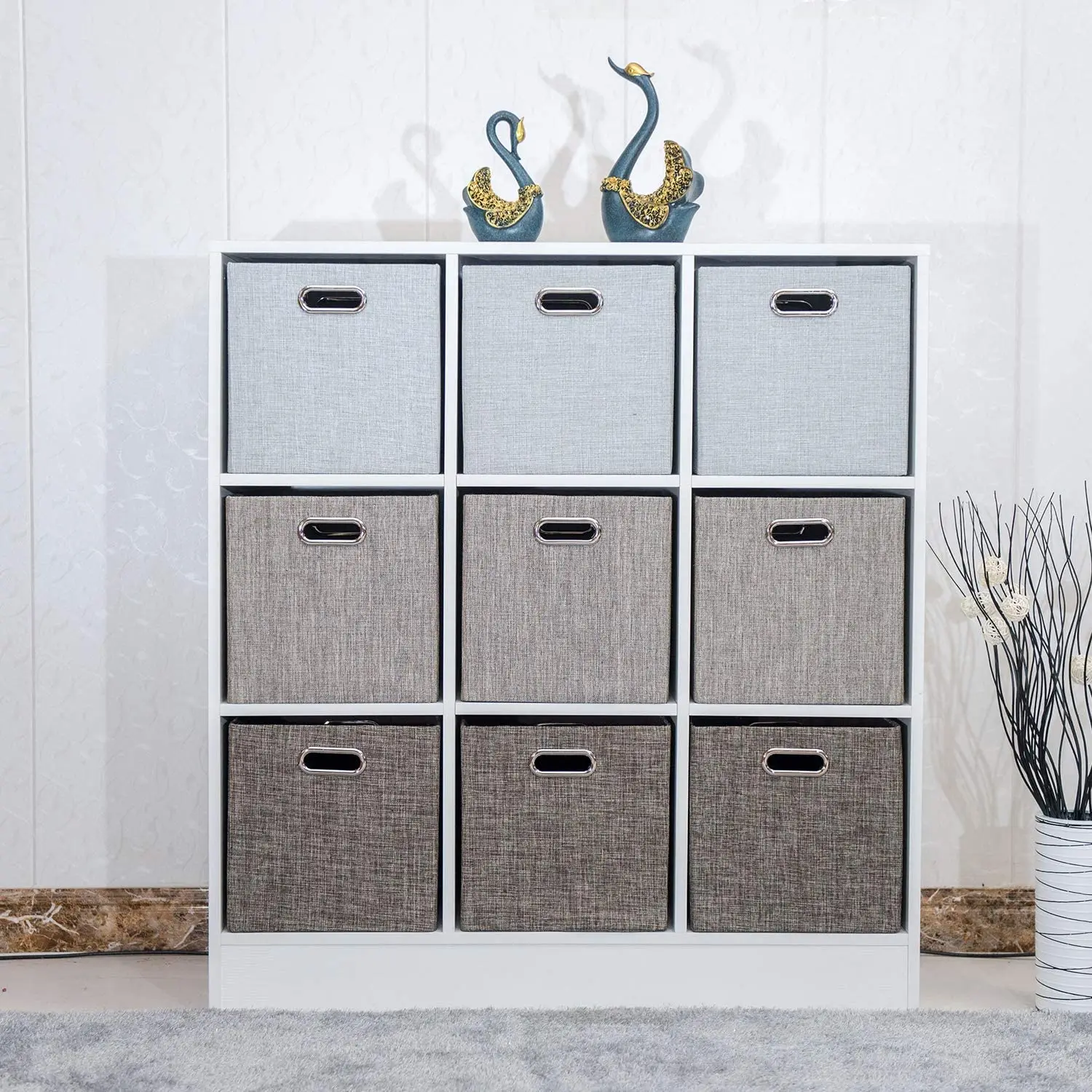 Collapsible Fabric Storage Bins with Metal Handles for Wardrobe Clothes Organizer Home Storage Organization