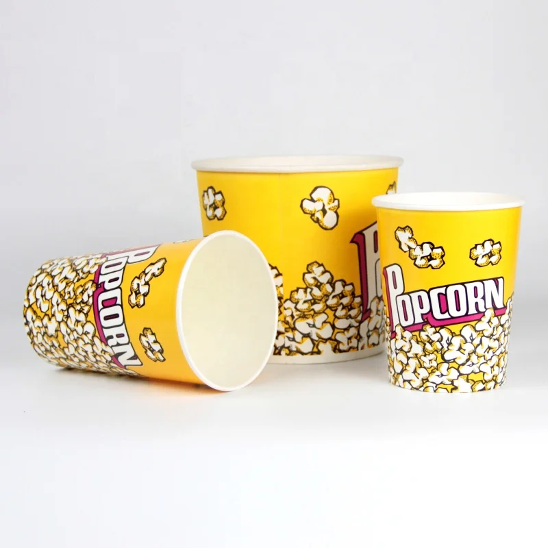 Wholesale High Quality Food Grade Paper Disposable Custom Logo Printed Paper Popcorn Bucket For Popcorn Packing
