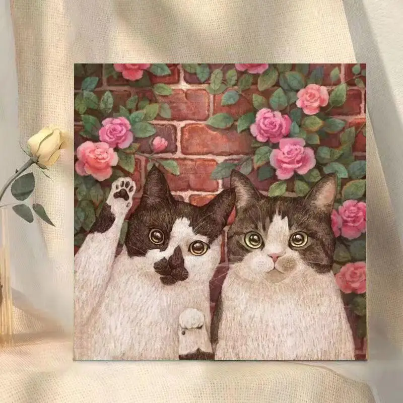 Custom DIY Animal Painting By Numbers Cats Brothers Oil Paint By Number Kits Room Decor Paintings
