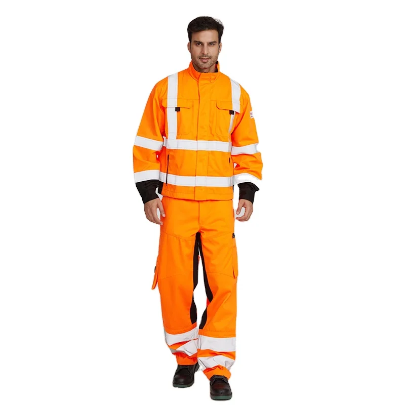 wholesale customized high visibility uniform FR electrical suit construction clothing mining safety workwear for men