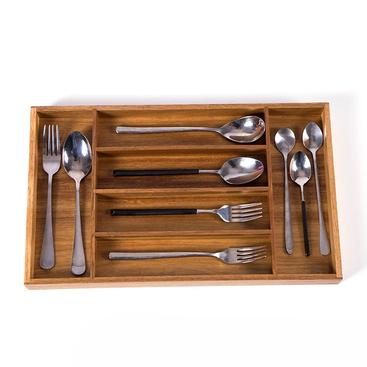 Ящик-органайзер для столовых приборов из дерева акации