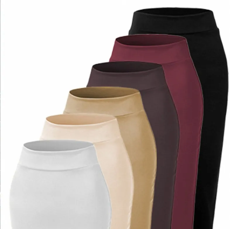 Muslim Fashion Cotton Knitted Brushed Thicken Pack Hips Islamic Women Pencil Skirt Elegant Long Bandage Clothing Ankle-Length