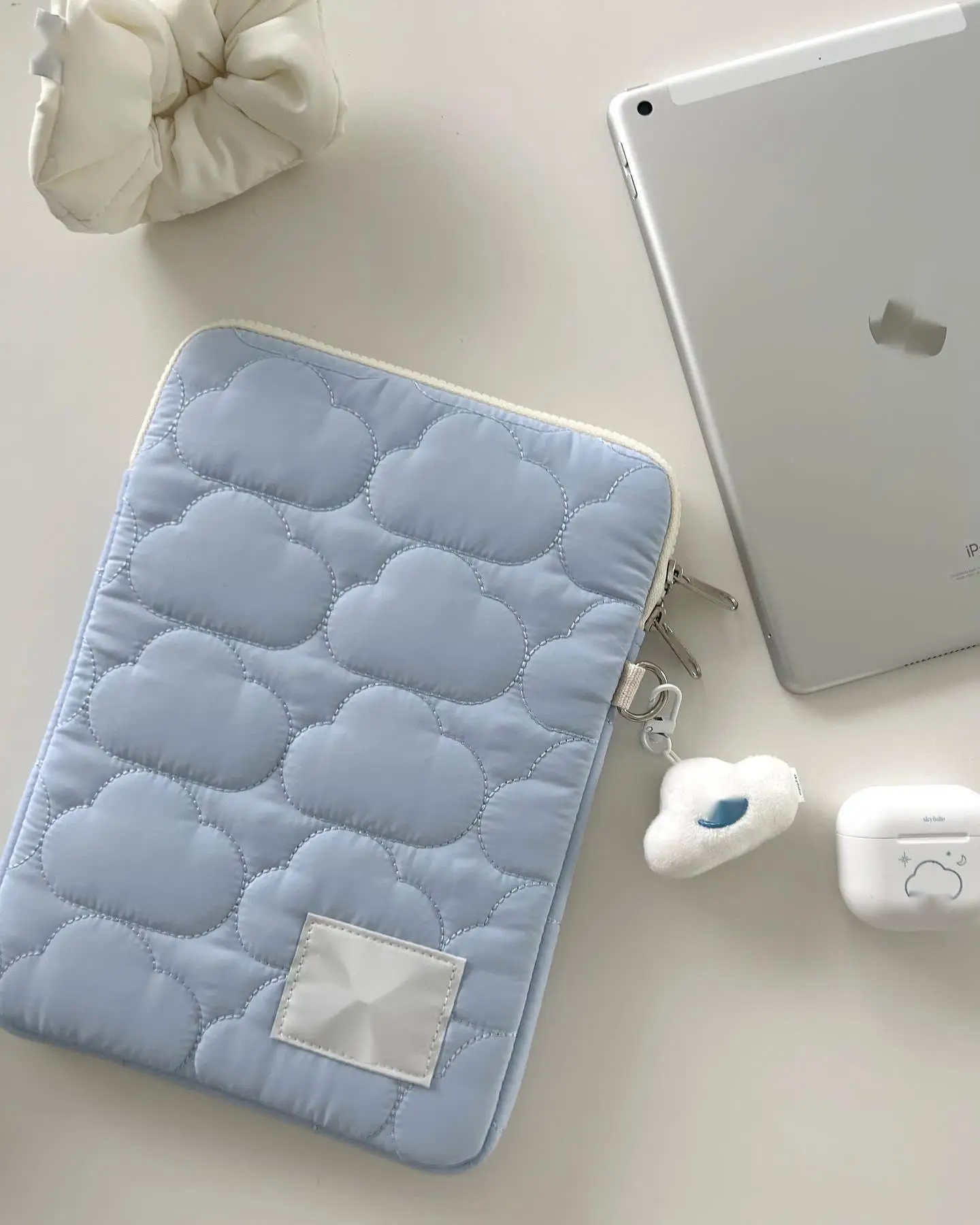 Custom Size Logo Floral and Pink Quilted Cotton Zipper Laptop Tablet Protection Sleeve Pouch Case