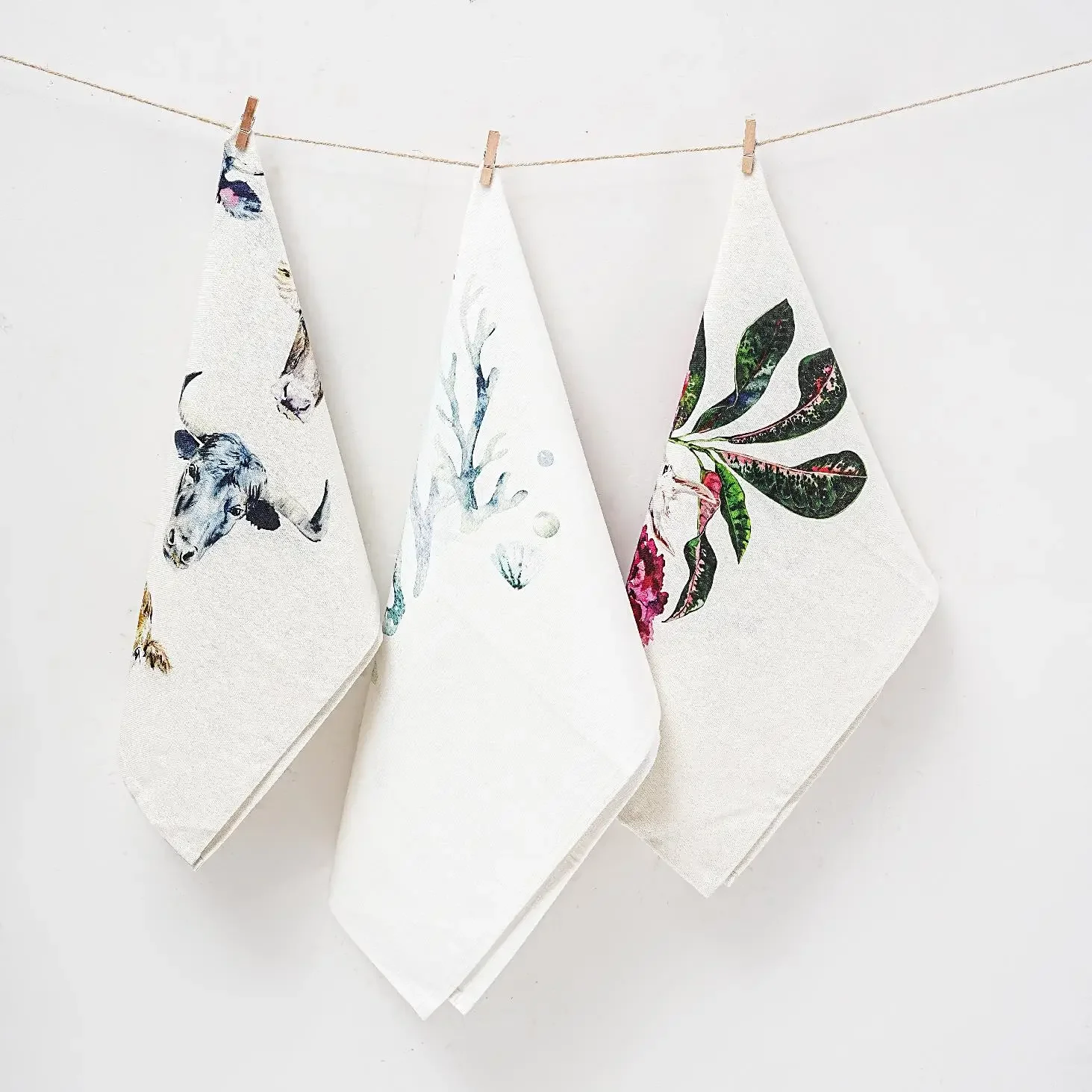 Wholesale Custom Digital Printing Toallas De Te Kitchen Tea Towels Set Organic Cotton Linen Dish Cloths For Kitchen Cleaning