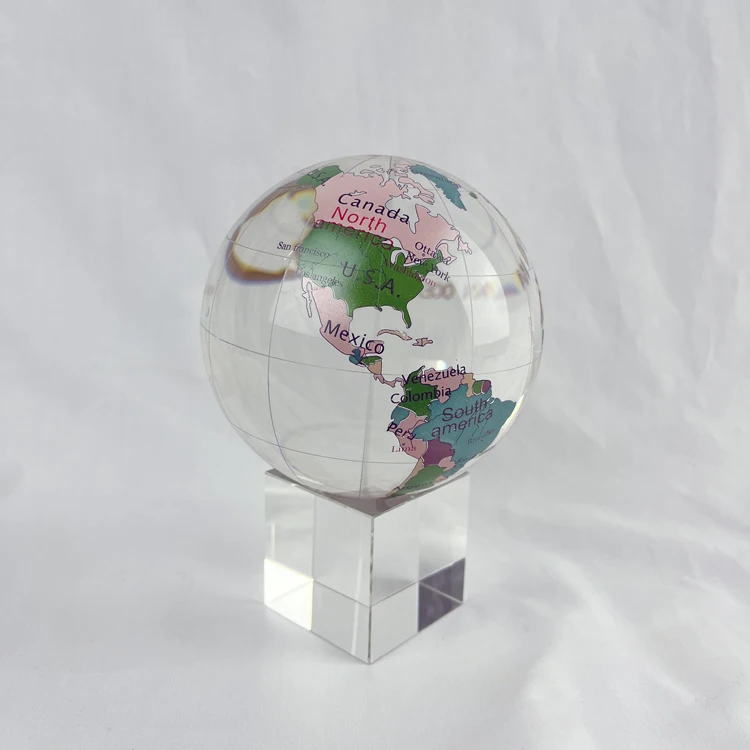 vintage colored crystal etched earth World Globe MH-Q0241