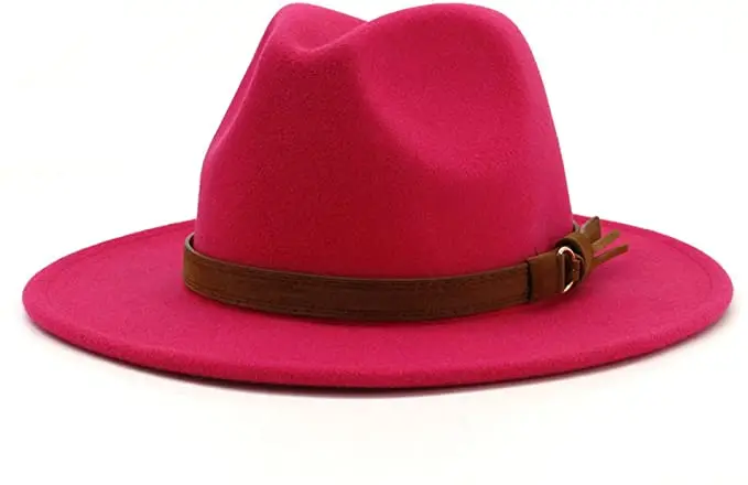 wholesale Men  Women Vintage Wide Brim men fedora  Hat with Belt Buckle