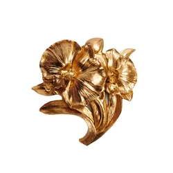 Wholesale factory customized Home decorations golden foil resin figurines moth orchid decorative craft