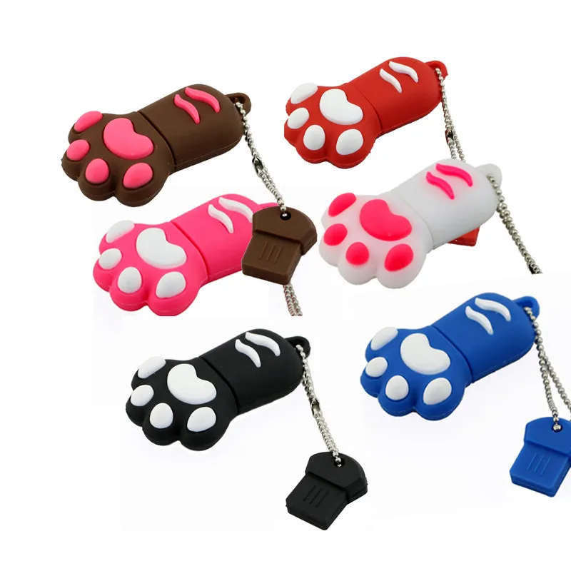 Cute Cartoon Animal Cat Claw Memory Sticks 4GB 8GB Usb Flash Drive 32GB Lovely Pendrive 64GB Cle Usb Pen Drive With Key Ring