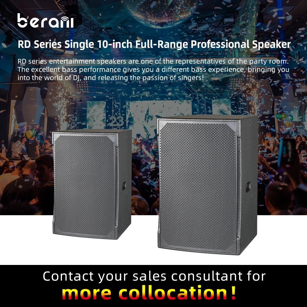 Berani RD10 Factory Wholesale  Subwoofer Passive PA Stage Soundbar  Church 10 inch  Professional Audio Speaker